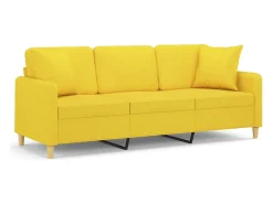 Sofá 3 lugares + almofadas decoração 180cm tecido -claro PT521443*