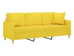 Sofá 3 lugares + almofadas decoração 180cm tecido -claro PT521443*