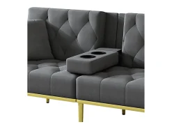 Sofá 2 lugares - com função relax - três posições de inclinação ajustáveis - porta-copos incluído - cinza*ModernLuxe Discount