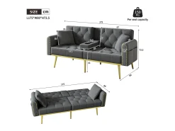 Sofá 2 lugares - com função relax - três posições de inclinação ajustáveis - porta-copos incluído - cinza*ModernLuxe Discount
