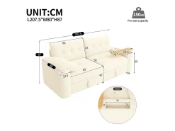 Sale Sofá 3 lugares - con espaço de armazenamento - con apoio de cabeça e mesinha lateral integrada - Sofá