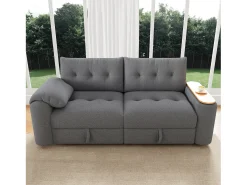 Sofá 3 lugares - con espaço de armazenamento - con apoio de cabeça e mesinha lateral integrada - cinza*ModernLuxe Hot
