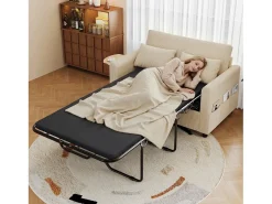 Sofá 2 lugares - con porta USB - con mesinha auxiliar dobrável - con 2 almofadas - veludo canelado -^ModernLuxe Online
