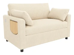 Sofá 2 lugares - con porta USB - con mesinha auxiliar dobrável - con 2 almofadas - veludo canelado -^ModernLuxe Online