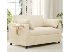 Sofá 2 lugares - con porta USB - con mesinha auxiliar dobrável - con 2 almofadas - veludo canelado -^ModernLuxe Online