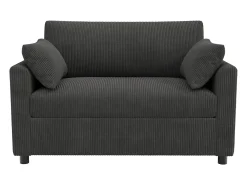Sofá 2 lugares - con porta USB - con mesinha auxiliar dobrável - con 2 almofadas - veludo canelado - cinza^ModernLuxe Best