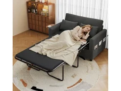 Sofá 2 lugares - con porta USB - con mesinha auxiliar dobrável - con 2 almofadas - veludo canelado - cinza^ModernLuxe Best