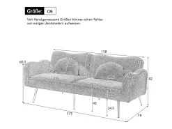 Sale Sofá 2 lugares - Encosto ajustável - Pés de metal banhado a ouro - Sofá