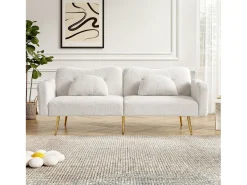 Sofá 2 lugares - Encosto ajustável - Pés de metal banhado a ouro -^ModernLuxe Best