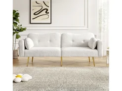 Sofá 2 lugares - Encosto ajustável - Pés de metal banhado a ouro -^ModernLuxe Best