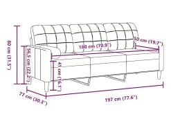 Sofá 3 lugares c/ almofadas decorativas 180 cm veludo^vidaxl Discount