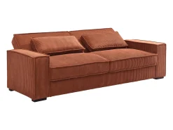 Vente-unique Sofá*Sofá 3 lugares conversível em veludo cotelê FINORO Terracota