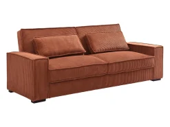 Vente-unique Sofá*Sofá 3 lugares conversível em veludo cotelê FINORO Terracota