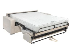 Vente-unique Sofá*Sofá 4 lugares convert. abert. rápida veludo canelado 160 cm e colchão 22 cm CALITO Bege