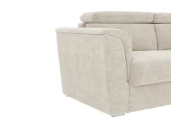 Vente-unique Sofá*Sofá 4 lugares convert. abert. ráp. tecido 160 cm e colchão 18 cm ripas largas RIZORA Bege
