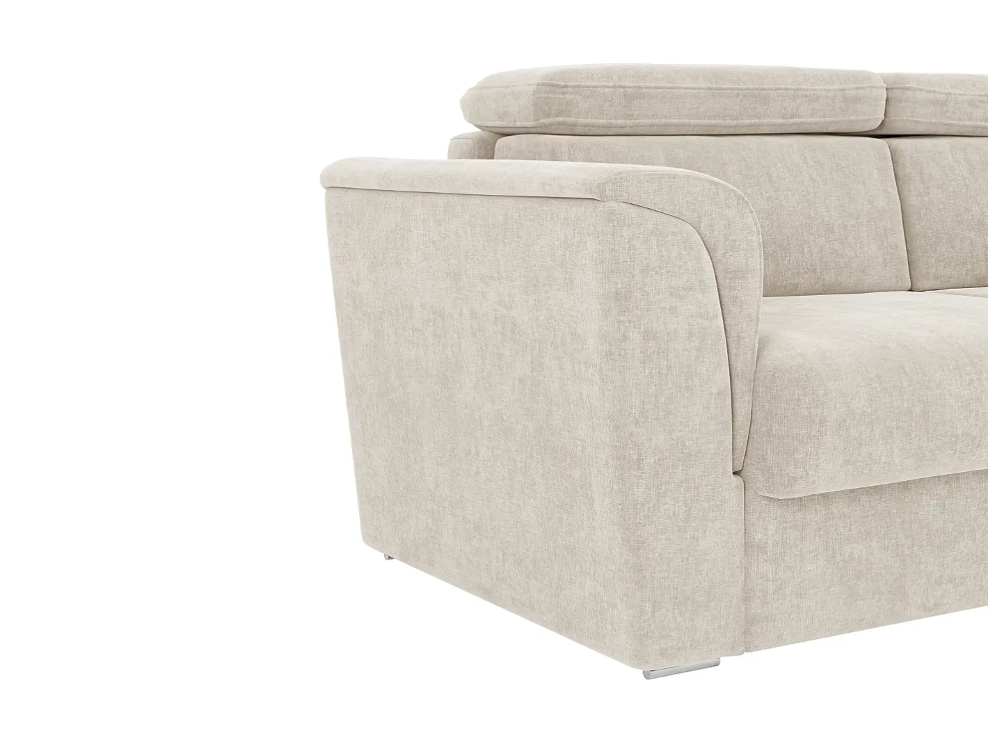 Vente-unique Sofá*Sofá 4 lugares convert. abert. ráp. tecido 160 cm e colchão 18 cm ripas largas RIZORA Bege