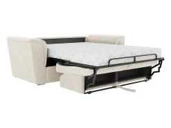 Vente-unique Sofá*Sofá 4 lugares convert. abert. ráp. tecido 160 cm e colchão 18 cm ripas largas RIZORA Bege