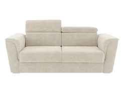 Vente-unique Sofá*Sofá 4 lugares convert. abert. ráp. tecido 160 cm e colchão 18 cm ripas largas RIZORA Bege