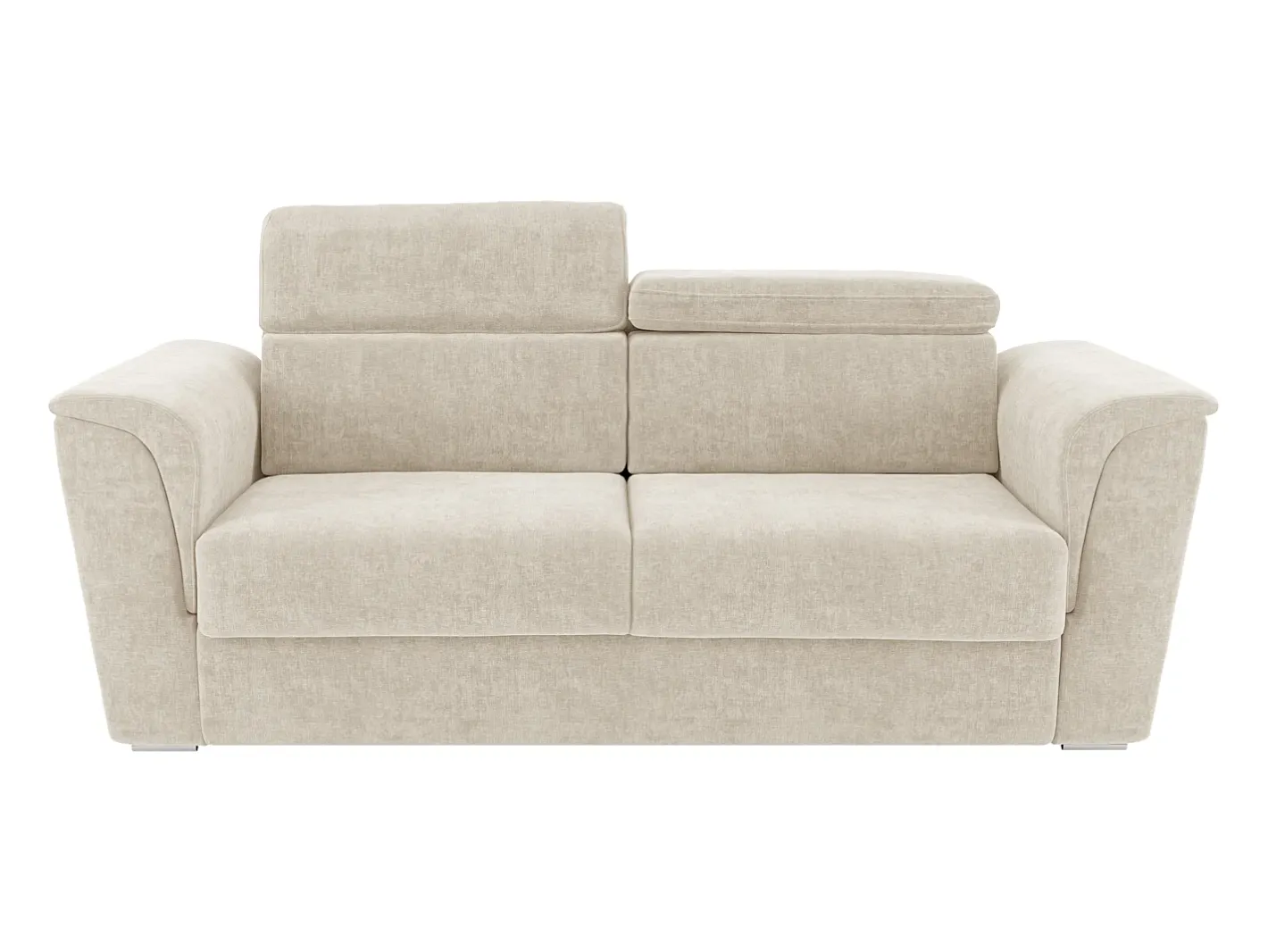 Vente-unique Sofá*Sofá 4 lugares convert. abert. ráp. tecido 160 cm e colchão 18 cm ripas largas RIZORA Bege