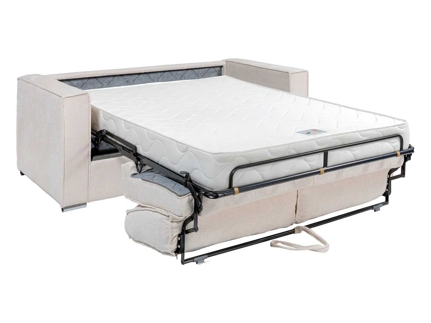 Vente-unique Sofá*Sofá 3 lugares convert. Abert. rápida tecido chenille , cama 140 cm e 18 cm LORETO Bege