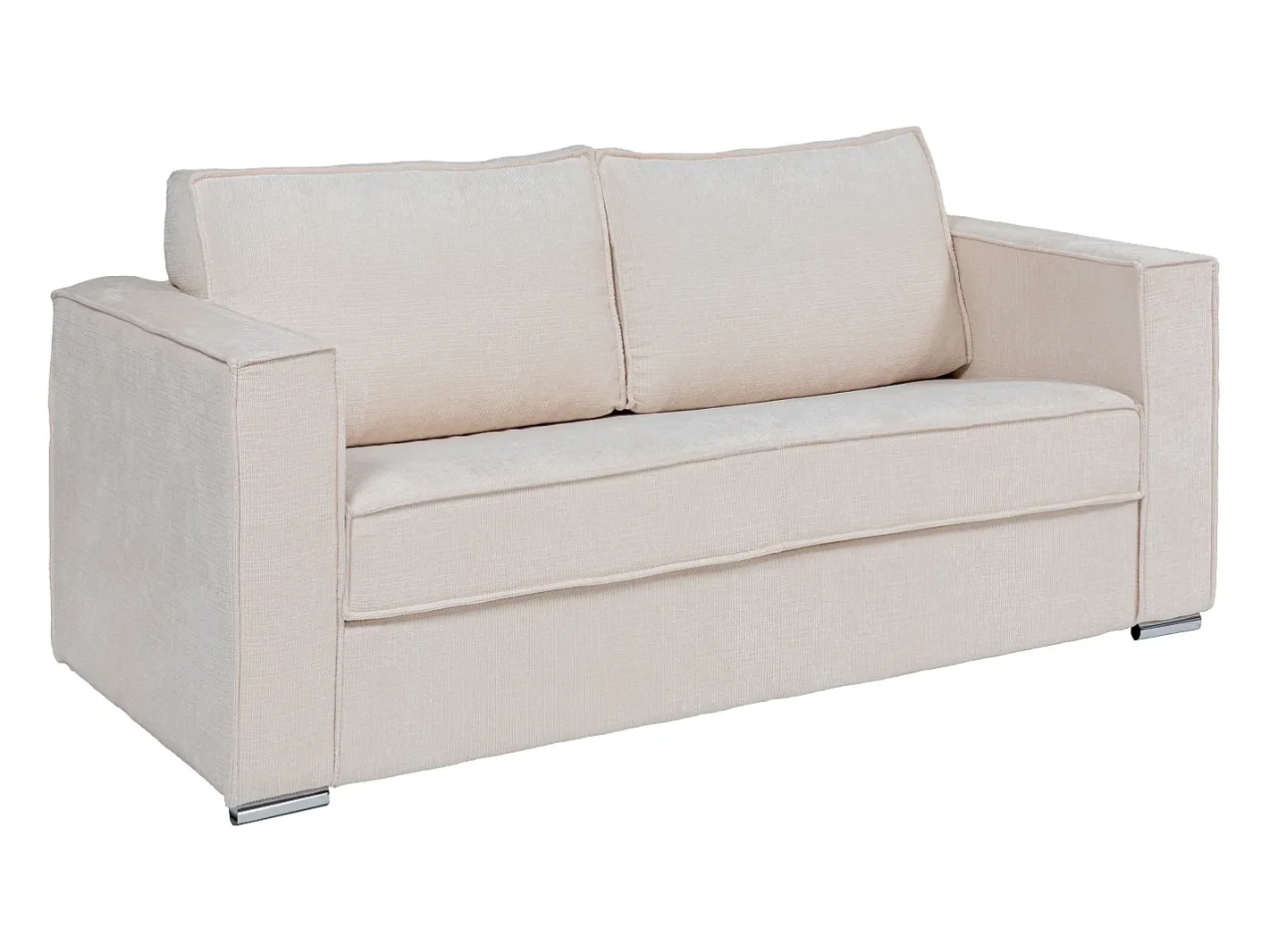 Vente-unique Sofá*Sofá 3 lugares convert. Abert. rápida tecido chenille , cama 140 cm e 18 cm LORETO Bege
