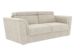 Vente-unique Sofá*Sofá 4 lugares convert. abert. ráp. tecido cama 160 cm e colchão 18 cm RIZORA Bege