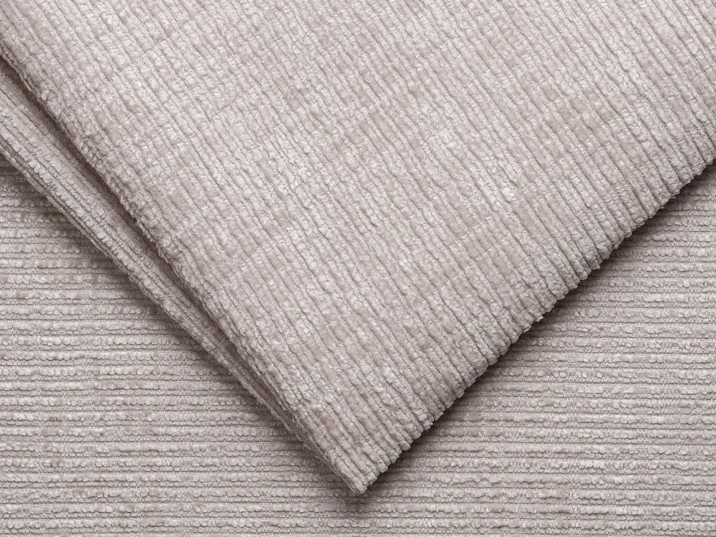 Outlet Sofá 4 lugares convert. abert. rápida tecido chenille bege ripas largas 22 cm LORETO Sofá