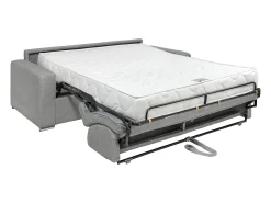 Best Sofá 4 lugares convertível abertura rápida veludo canelado cinza-claro 160cm e 22cm CALITO Sofá