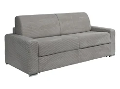Best Sofá 4 lugares convertível abertura rápida veludo canelado cinza-claro 160cm e 22cm CALITO Sofá