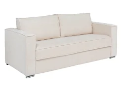 Vente-unique Sofá*Sofá 4 lugares convertível abert. rápida tecido chenille 160cm colchão 18cm LORETO Bege