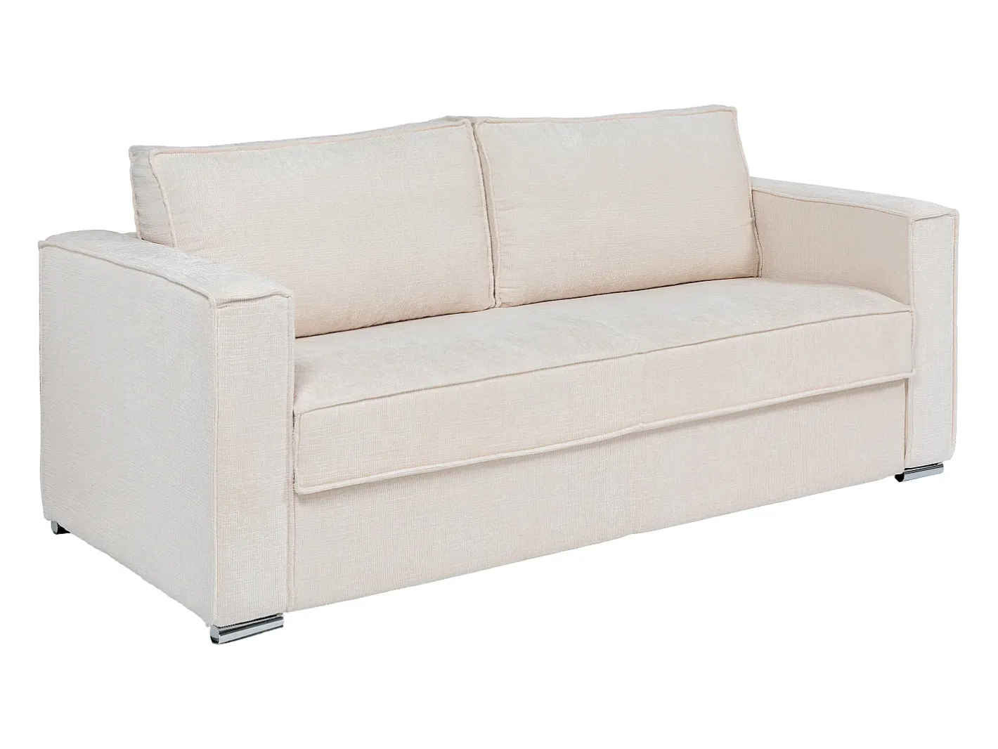 Vente-unique Sofá*Sofá 4 lugares convertível abert. rápida tecido chenille 160cm colchão 18cm LORETO Bege