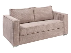 Vente-unique Sofá*Sofá 3 lugares convertível abertura rápida veludo canelado cor-de- 140cm e 22cm LORETO Rosa