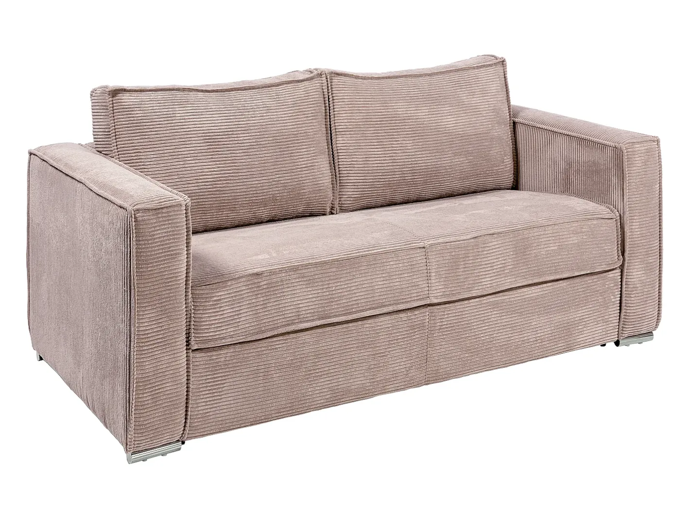 Vente-unique Sofá*Sofá 3 lugares convertível abertura rápida veludo canelado cor-de- 140cm e 22cm LORETO Rosa