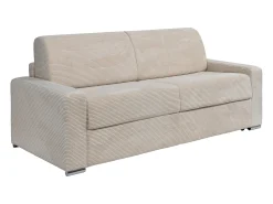 Vente-unique Sofá*Sofá 4 lugares convertível abertura rápida veludo canelado 160 cm e 14 cm CALITO Bege