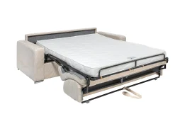 Vente-unique Sofá*Sofá 4 lugares convertível abertura rápida veludo canelado 160 cm e 14 cm CALITO Bege