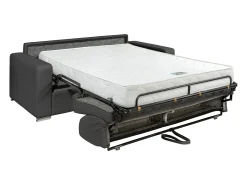 Best Sofá 3 lugares convertível abertura rápida pele cinza cama 140 cm e colchão 18 cm CALITO Sofá
