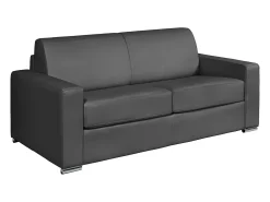 Best Sofá 3 lugares convertível abertura rápida pele cinza cama 140 cm e colchão 18 cm CALITO Sofá