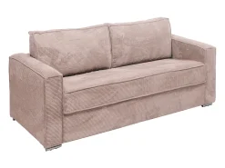 Vente-unique Sofá*Sofá 4 lugares convertível abertura rápida veludo canelado cor-de- ripas largas 18 cm Rosa