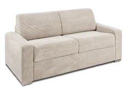 Vente-unique Sofá*Sofá 3 lugares convertível abertura rápida veludo canelado 140 cm e 22 cm CALITO Bege