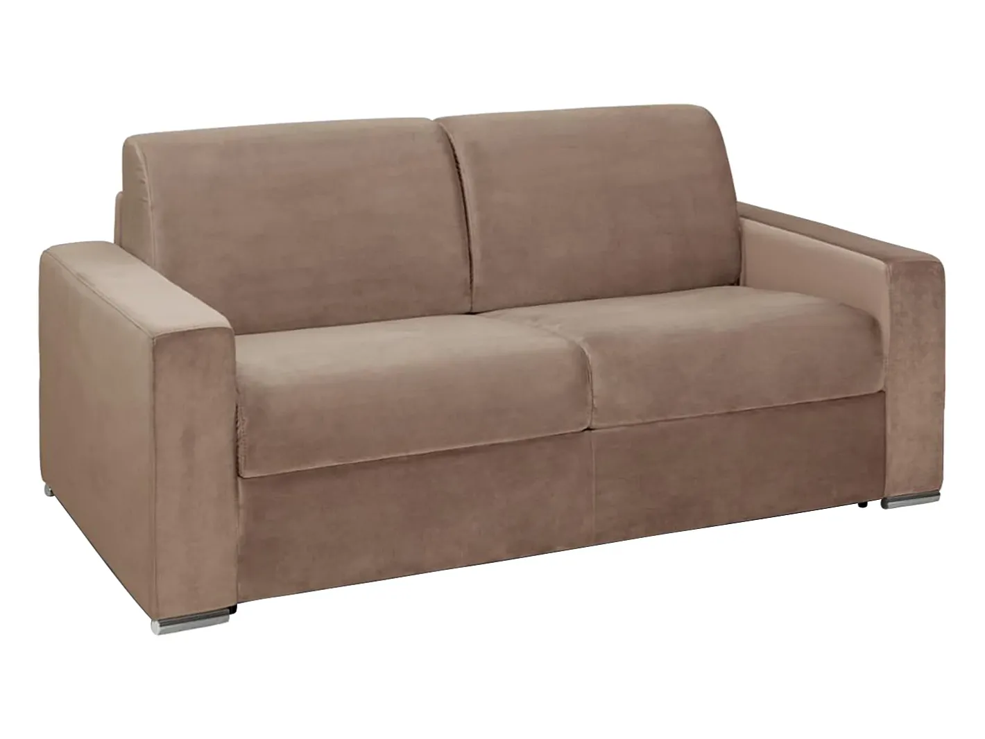 Vente-unique Sofá*Sofá 3 lugares convertível de abertura rápida em veludo - Colchão de 22 cm - CALITO Bege