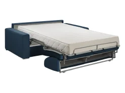 Best Sofá 4 lugares convertível de abertura rápida em veludo azul - Colchão de 22 cm - CALITO Sofá
