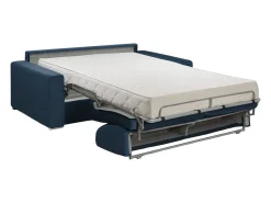 Best Sofá 2 lugares convertível de abertura rápida em veludo azul - Colchão de 16 cm - CALITO Sofá