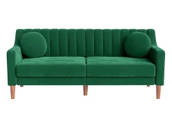 Best Sofá 3 lugares de veludo - pés de madeira maciça 19cm - com 2 almofadas - 206x74x83cm - Sofá