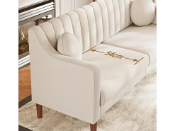Best Sofá 3 lugares de veludo - pés de madeira maciça 19cm - com 2 almofadas - 206x74x83cm - Sofá