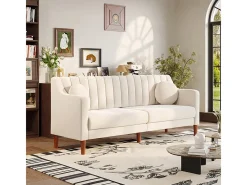 Best Sofá 3 lugares de veludo - pés de madeira maciça 19cm - com 2 almofadas - 206x74x83cm - Sofá