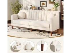 Best Sofá 3 lugares de veludo - pés de madeira maciça 19cm - com 2 almofadas - 206x74x83cm - Sofá
