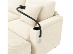 Sofá 4 lugares em forma de U - Veludo canelado - Equipado con suporte para telefone e porta de carregamento USB -^ModernLuxe Discount