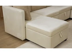Sofá 6 lugares em forma de U - con armazenamento - conversível multifuncional - veludo + veludo canelado - cinza^ModernLuxe Hot