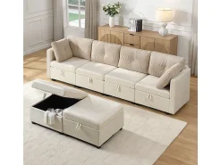 Sofá 6 lugares em forma de U - con armazenamento - conversível multifuncional - veludo + veludo canelado -*ModernLuxe Hot