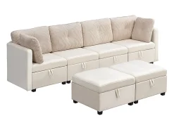 Sofá 6 lugares em forma de U - con armazenamento - conversível multifuncional - veludo + veludo canelado -*ModernLuxe Hot